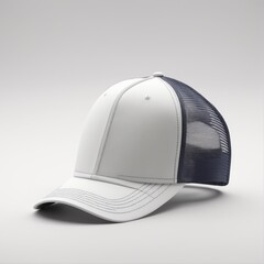 Canvas Print - white and black trucker cap mockup with a breathable mesh back, perfect for displaying custom designs. Ideal for fashion, branding, and promotional use. High-quality, realistic presentation