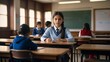 © HAPIXEL - Happy student modern school girl wearing uniform holding books, Back to school