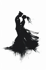 Wall Mural - A black and white sketch of a couple dancing
