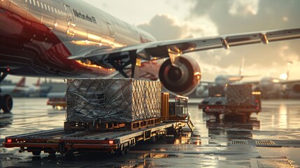 Wall Mural - Loading of goods onto a cargo plane