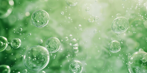 Wall Mural - pale green background with bubbles underwater 