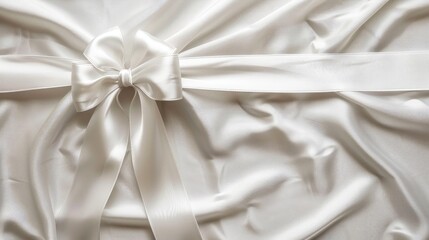 Sticker - Satin ribbon tied in bow on white backdrop