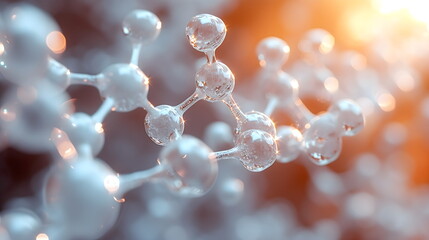 white molecules on a white blurred background. abstract clean structure for science or medical 3d il