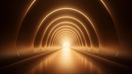 Poster - A Glowing Tunnel with Arched Design and Reflective Path