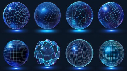 Wall Mural - Collection of  Abstract 3D Spheres