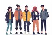 © Kishore Newton - Diverse group of young people in trendy casual outfits standing together.