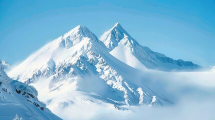 Poster - Snow-covered mountains with a clear blue sky