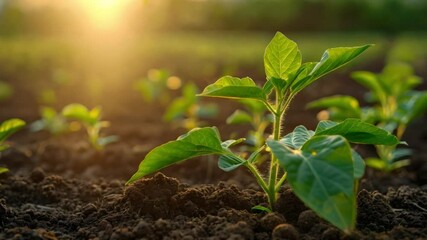 Wall Mural - Championing Sustainable Agriculture on Earth Day. Concept Sustainable Agriculture, Earth Day, Environmental Conservation, Plant-based Farming, Promoting Green Practices