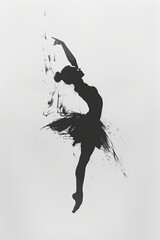 Wall Mural - A black and white sketch of a ballerina dancing