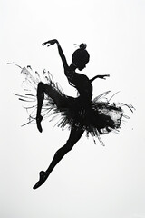 Wall Mural - A black and white sketch of a ballerina dancing