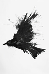 Wall Mural - A black and white sketch of a bird in flight