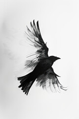 Wall Mural - A black and white sketch of a bird in flight