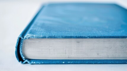 Canvas Print - Close up view of a blue book cover against a white background