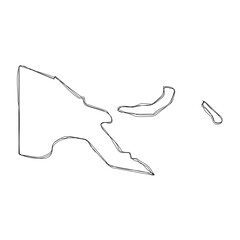 Sticker - Papua New Guinea country simplified map.Thin triple pencil sketch outline isolated on white background. Simple vector icon