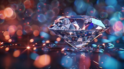 Wall Mural - beautiful shiny diamond on colorful bokeh background