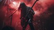 © Sor Ser - Hard rock band guitarist plays guitar on stage under stage lights