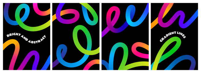 Fototapete - Abstract Backgrounds with Color Squiggle Lines. Rainbow Gradient Design Elements