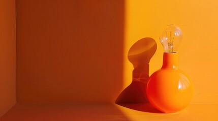 Sticker - Conceptual photo of an orange lamp with a lightbulb