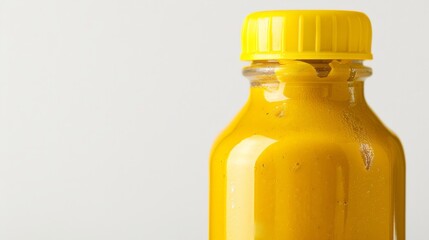 Wall Mural - Close-up of yellow mustard bottle on a white background stock photo Mustard, Bottle, White Background, Yellow, Cut Out 