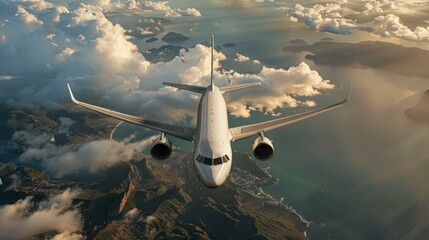 Wall Mural - A commercial jet flying to a new location