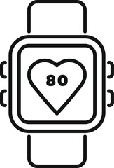 Sticker - Smartwatch displaying a heart rate of 80, perfect for illustrating health and fitness apps