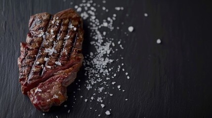 Sticker - Grilled steak with salt vertical orientation empty space for text