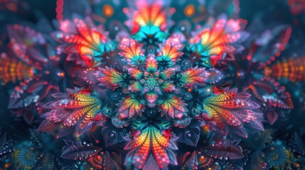 Sticker - Fractal art with vibrant colors and intricate patterns. AI.