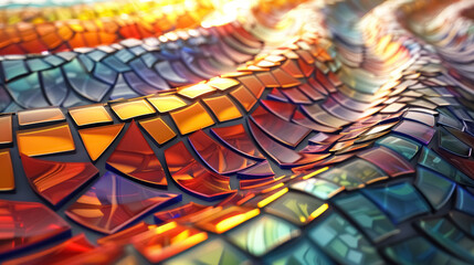 Poster - vibrant 3d abstract background with colorful mosaic tiles