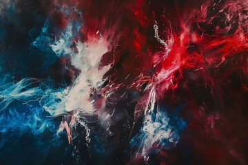 abstract cosmic explosion in vivid red and blue hues