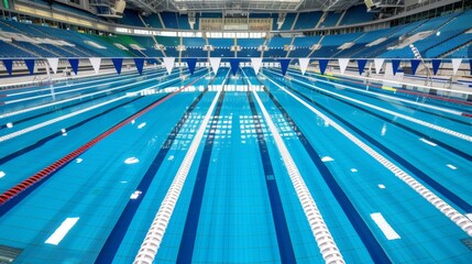 Sticker - A swimming pool with blue and white color scheme