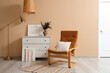© Pixel-Shot - Armchair, chest of drawers and pictures in living room