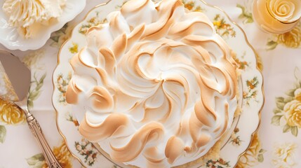 Wall Mural - Close-up of Meringue Topping on Dessert.