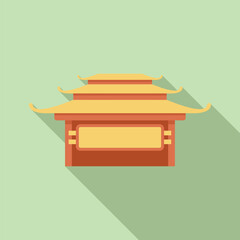 Sticker - Illustration featuring a traditional asian building with a curved roof, conveying a sense of history and culture