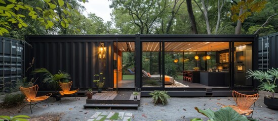 Shipping container house with the green view.