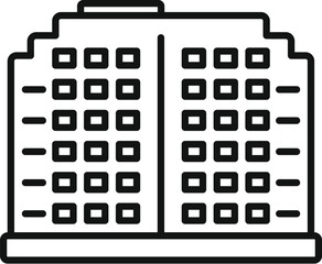 Sticker - Simple black and white icon of an office building with a pixel art style