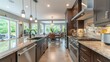 © Sam-th - Modern Kitchen Interior Design with Granite Countertops and Stainless Steel Appliances.