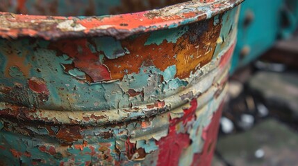 Canvas Print - Damaged paint on aged metal container