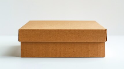 Wall Mural - Close up isolated brown box on white background