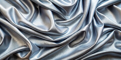 Wall Mural - Silver fabric texture with abstract design, metallic, shiny, luxurious, elegant, textile, material, background, pattern, silk