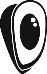 Wall Mural - Black and white icon of a half avocado showing the seed