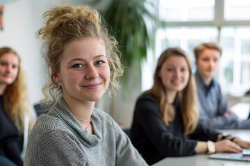 Business Conference Businesswoman Office Portrait Work career Happiness Businesswoman Team work Colleague Businesswoman Start creative student education project