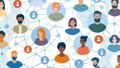 Online mentoring program, connecting mentors and mentees, flat design illustration
