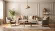 © Sujid - Neutral beige interior with a cozy sofa and chair , room, interior, beige, furniture, home, design, comfortable, minimalist