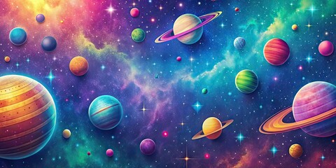 Wall Mural - retro background with colorful outerspace design, retro, background, colorful, outerspace, space, ga