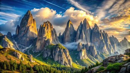 Wall Mural - Majestic rocks in the towering mountains , nature, rocks, mountains, landscape, outdoors, beauty, scenic, wilderness