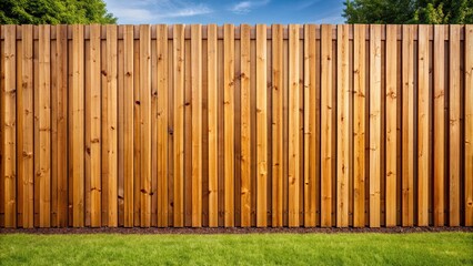 Sticker - Wooden garden fence with vertical panels and horizontal boards , fence, wood, garden, panels, boards, brown, outdoor