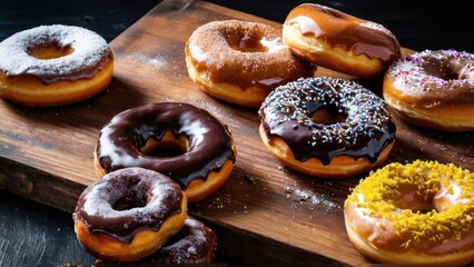 Wall Mural - a lot of donuts that are on a wooden board