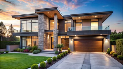 Canvas Print - Luxury modern home in an upscale neighborhood featuring contemporary design and exclusive amenities, luxury, modern