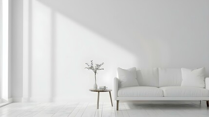 Minimal style white living room with sofa