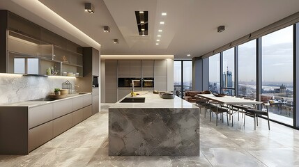 Wall Mural - Modern luxury kitchen interior in penthouse apartment